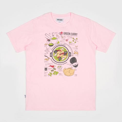 MAHANAKHON玛哈那空泰式美食绿咖喱创意图案短袖T恤粉色S码