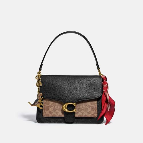 Coach蔻驰Tabby Shoulder Bag With Signature Canvas - Black