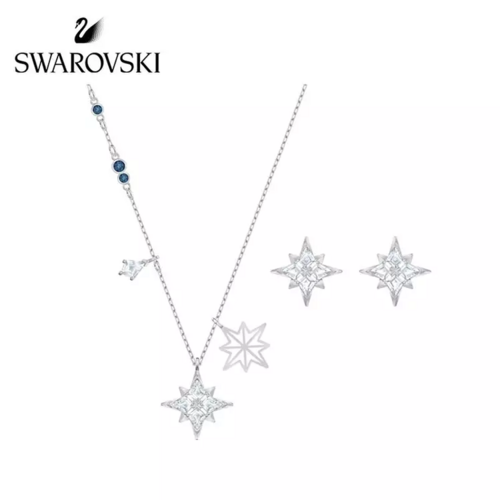 【国际品牌】SWAROVSKI施华洛世奇白色镀铑星辰项链耳钉套装
