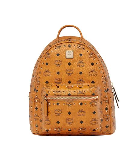 MCM STARK OUTLINE STUDS BACKPACK 铆钉双肩背包 - 小号 - 干邑色