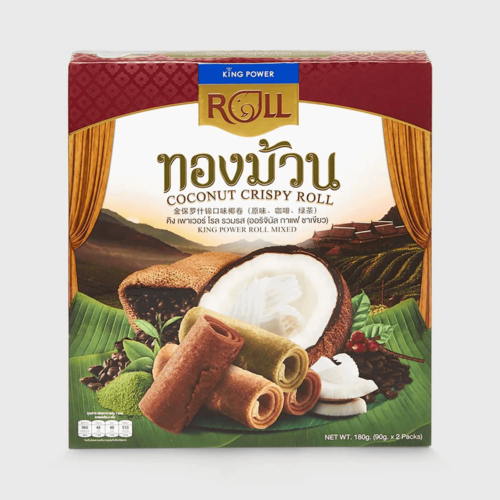 【保税发货】King power roll 金保罗混合口味（原味，绿茶，咖啡）椰奶蛋卷180g
