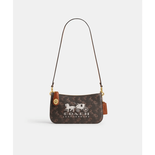 COACH蔻驰女士马车图案棕色单肩包
