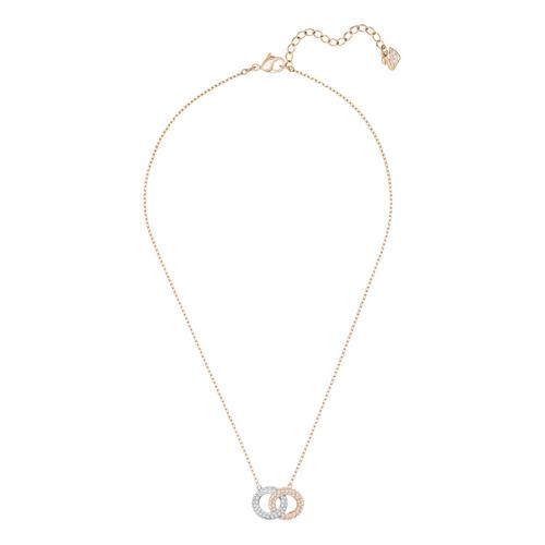 【国际品牌】SWAROVSKI施华洛世奇水晶双环镀玫瑰金项链38cm