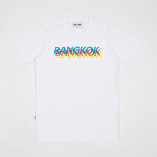 MAHANAKHON玛哈那空幻彩立体曼谷英文图案短袖T恤白色S码
