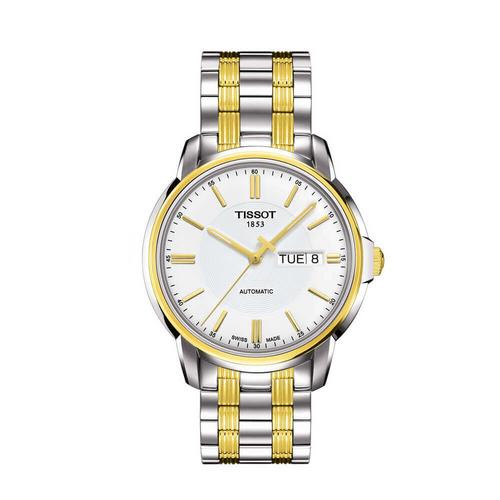 天梭 TISSOT 恒意系列钢带机械男表 Bi-Color  39.7mm (White Dial)