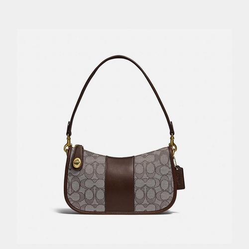 蔻驰COACH Swinger Bag In Signature Jacquard - Brown