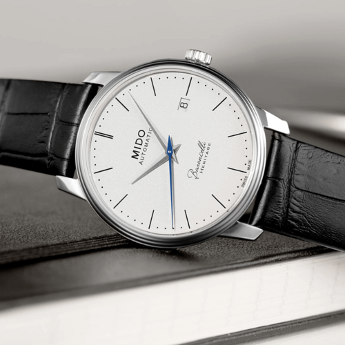 美度 MIDO 贝伦赛丽系列 Heritage Gent White 39mm 40周年纪念款，自动机械男士皮带腕表