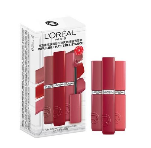 L’Oréal Paris欧莱雅巴黎 Infallible 哑光持久唇膏三件套