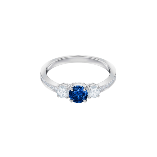 【国际品牌】SWAROVSKI施华洛世奇吸引三部曲蓝水晶镀铑戒指55号
