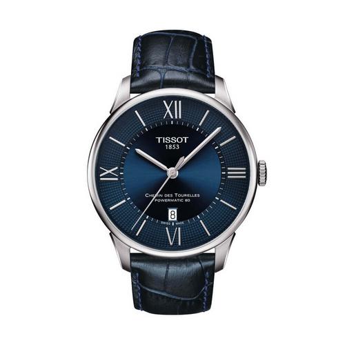 天梭 TISSOT 杜鲁尔系列皮带80机芯机械男表 42mm (Blue Dial)