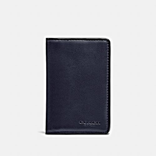 Coach蔻驰蓝色牛皮卡包OACH Card Wallet in Sport Calf Leather - MIDNIGHT