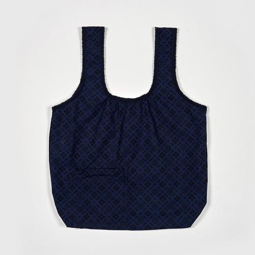 KINGPOWER泰式传统背心可折叠创意环保袋深蓝花纹