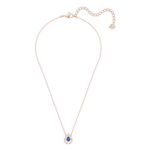 【国际品牌】SWAROVSKI施华洛世奇闪耀之舞梨花蓝水晶镀玫瑰金项链38cm