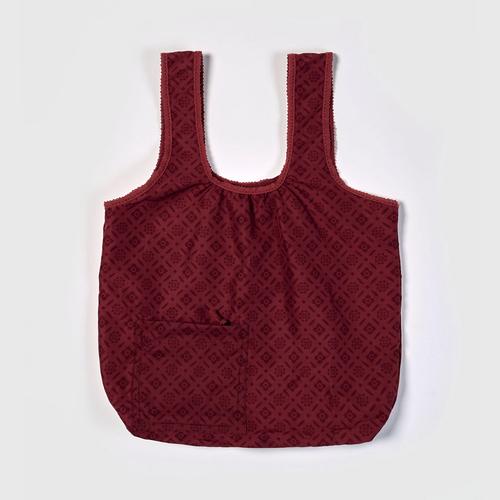 KINGPOWER泰式传统背心可折叠创意环保袋酒红花纹