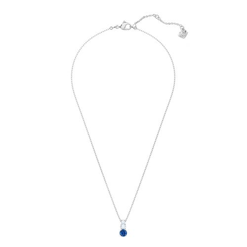 【国际品牌】SWAROVSKI施华洛世奇吸引三部曲圆形蓝色水晶镀铑项链吊坠38/0.5*1cm