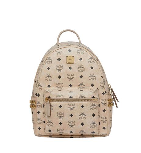 MCM Stark Side Studs Backpack in Visetos 侧边铆钉双肩背包 - 小号 - 米色