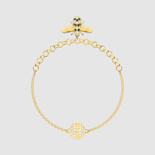 【国际品牌】SWAROVSKI施华洛世奇蜜蜂系列黑金水晶镀金手链17.3 cm