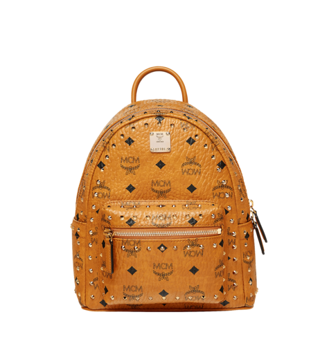 MCM STARK OUTLINE STUDS BACKPACK 铆钉双肩背包干邑色